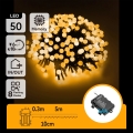 Aigostar - Catena luminosa natalizia da esterno a LED 50xLED/8 funzioni 3xAA 5,3m IP44 bianco caldo