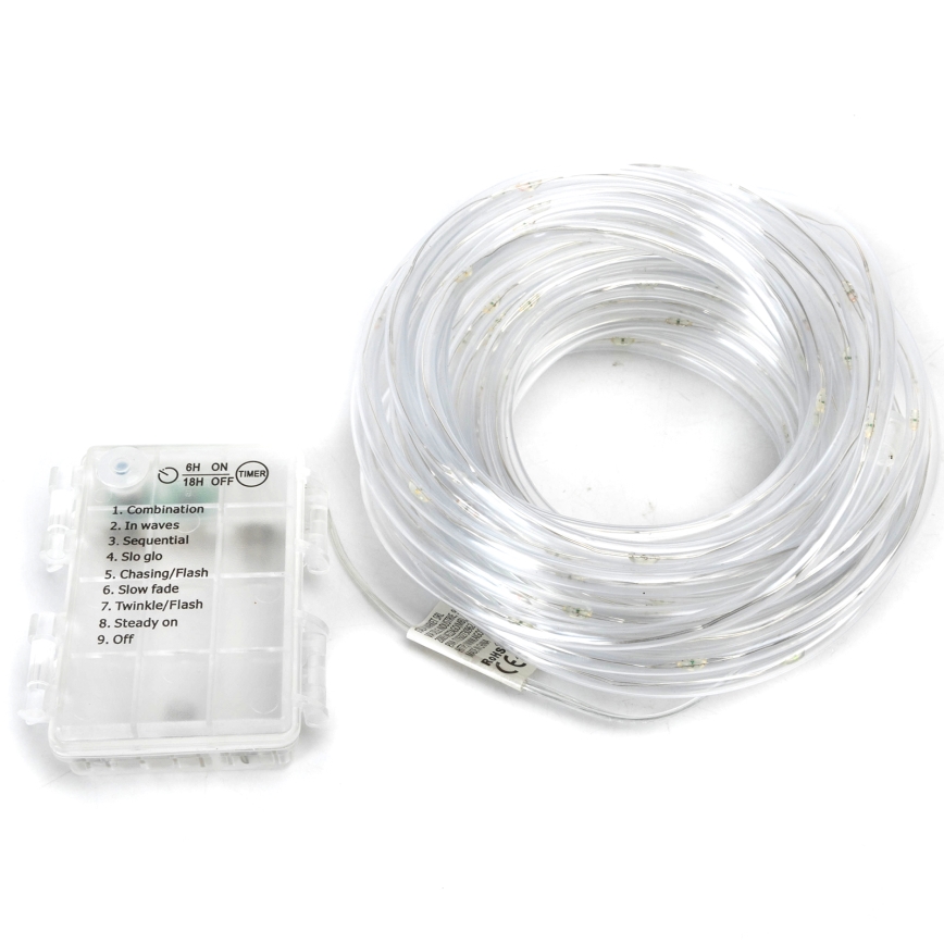 Aigostar - catena luminosa natalizia per esterni a LED 100xLED/8 funzioni 3xAA 10,3m IP44 bianco freddo