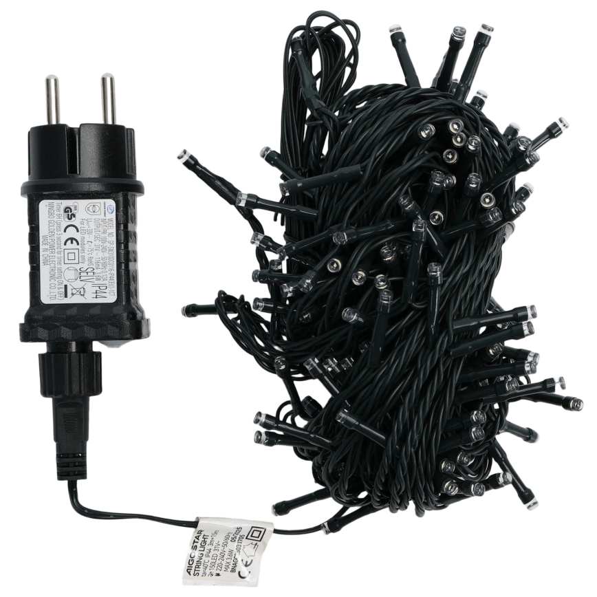 Aigostar - Catena luminosa natalizia LED da esterno, 150 LED, 8 funzioni, 18 m, IP44, bianco freddo