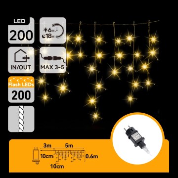 Aigostar - Catena luminosa natalizia LED da esterno 200xLED 8x0,6m IP44 bianco caldo