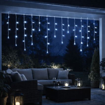 Aigostar - Catena luminosa natalizia LED per esterni 300 LED/8 modalità 3xAA 18x0,6 m IP44 bianco freddo