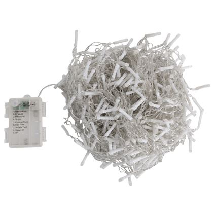 Aigostar - Catena luminosa natalizia a LED per esterni 300xLED/8 funzioni 3xAA 18x0,6 m IP44 bianco caldo