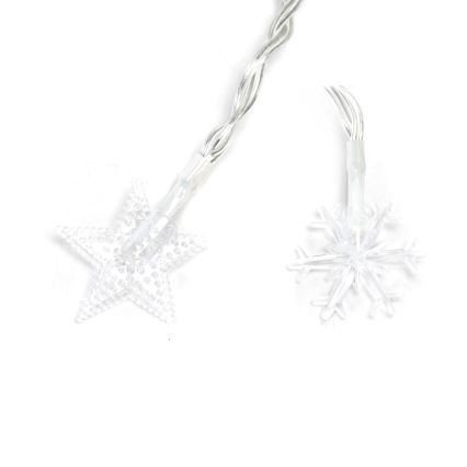 Aigostar - Catena luminosa LED da esterno per Natale 100 LED/8 modalità 3xAA 10m IP44 bianco caldo stelle