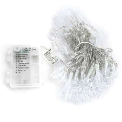 Aigostar - Catena luminosa LED da esterno per Natale 100 LED/8 modalità 3xAA 10m IP44 bianco caldo stelle