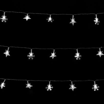 Aigostar - Catena luminosa natalizia LED per esterni 25xLED/8 funzioni 3xAA 2,5 m IP44 bianco freddo