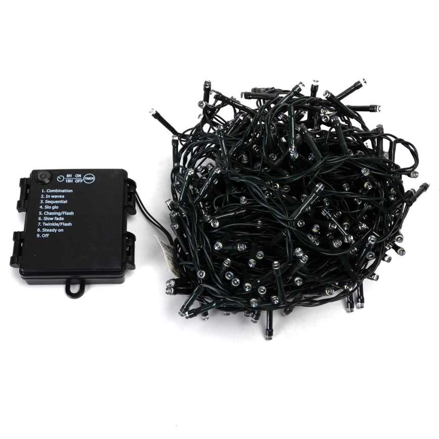 Aigostar - Catena luminosa natalizia da esterno 400 LED/8 funzioni 4xAA 20,3 m IP44 bianco caldo