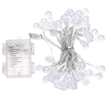 Aigostar - Catena luminosa natalizia LED per esterni 50xLED/8 funzioni 3xAA 5,3m IP44 multicolore