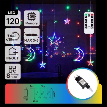 Aigostar - Catena luminosa natalizia LED RGBY da esterno 120xLED/8 funzioni 3x0,6m IP44 multicolore + telecomando