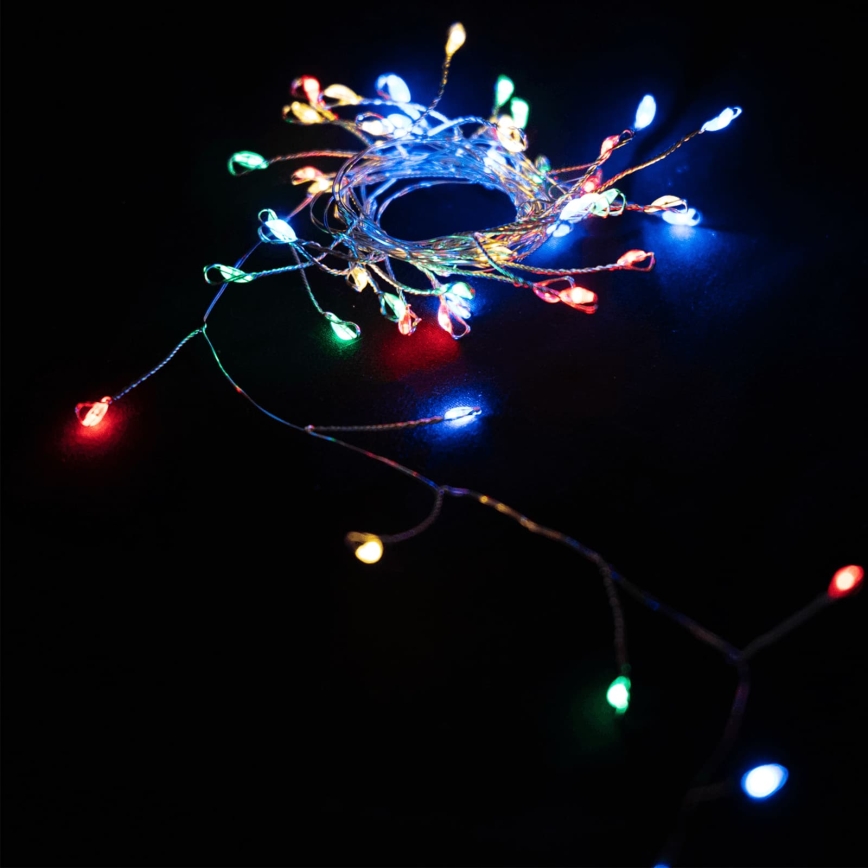 Aigostar - Catena luminosa natalizia per esterni 50 LED/8 funzioni 3xAA 1,8m IP44 multicolore