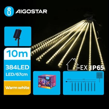 Aigostar - Catena luminosa solare LED per Natale 384xLED/13m 1200 mAh IP65 bianco caldo