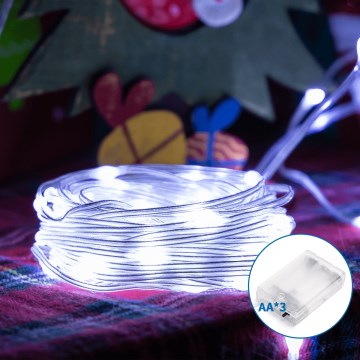 Aigostar - Catena natalizia LED 100xLED/3xAA 10,3m bianco freddo