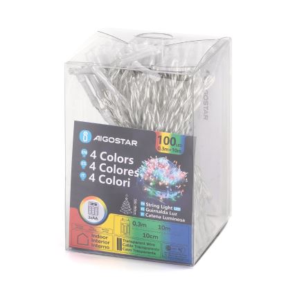 Aigostar - Catena natalizia LED 100xLED/3xAA 10,3m multicolore