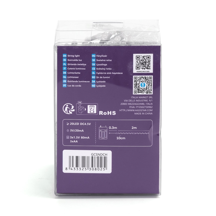 Aigostar - Catena natalizia LED 100xLED/3xAA 10,3m multicolore