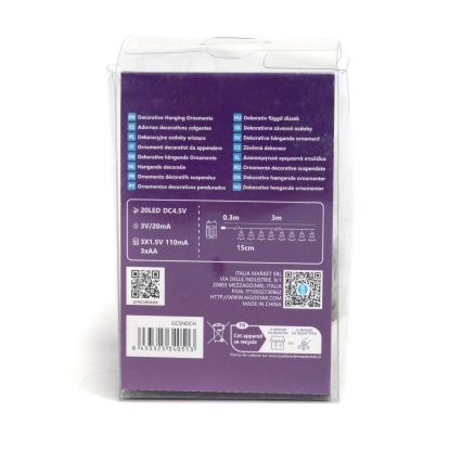 Aigostar - Catena natalizia LED 20xLED/3xAA 3,3m alberi