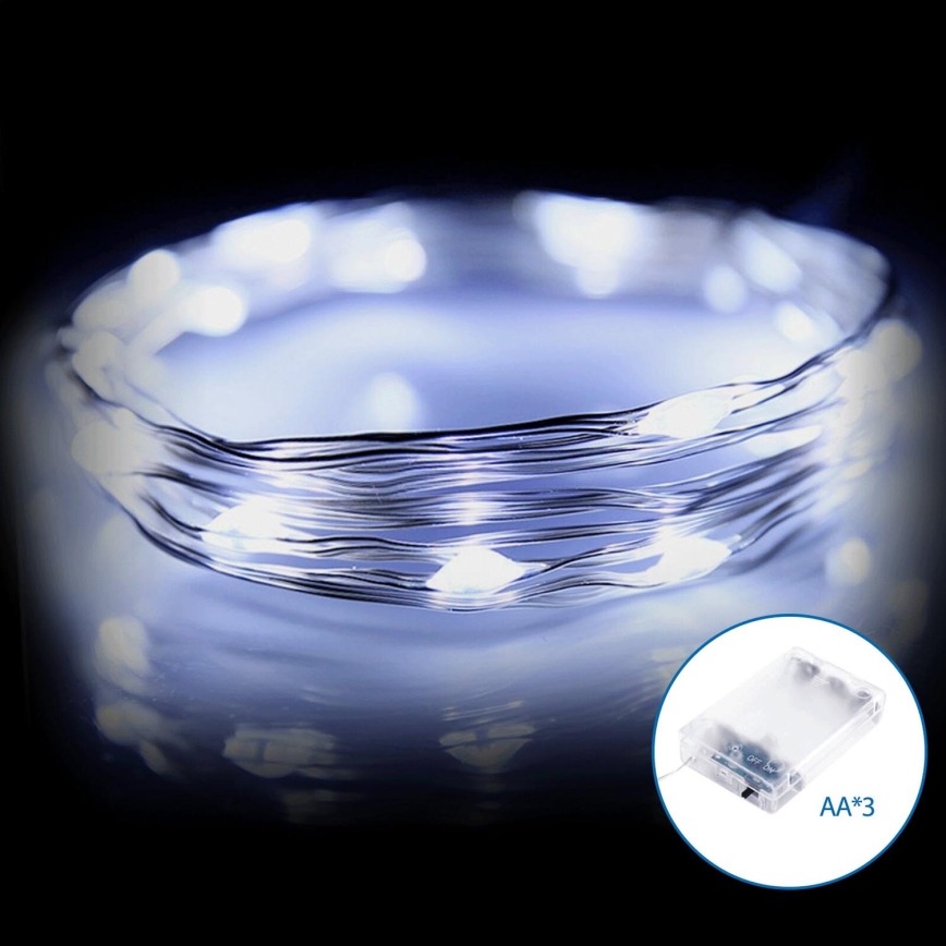 Aigostar - Catena natalizia LED 50xLED/3xAA 5,3m bianco freddo