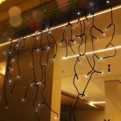 Aigostar - Catena natalizia solare a LED 100xLED/8 funzioni 8x0,6m IP65 bianco freddo