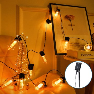 Aigostar - Catena natalizia solare a LED 10xLED/6,5m IP65 bianco caldo