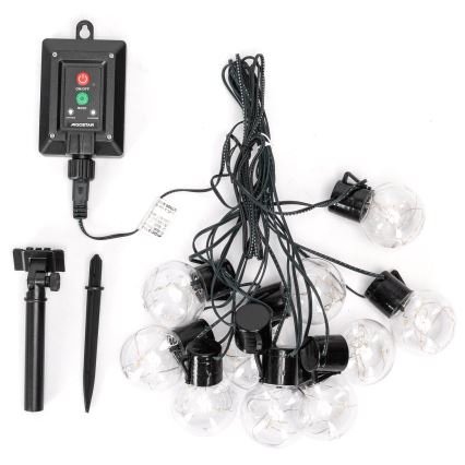 Aigostar - Catena natalizia solare a LED 10xLED/8 funzioni 6,5m IP65 bianco caldo