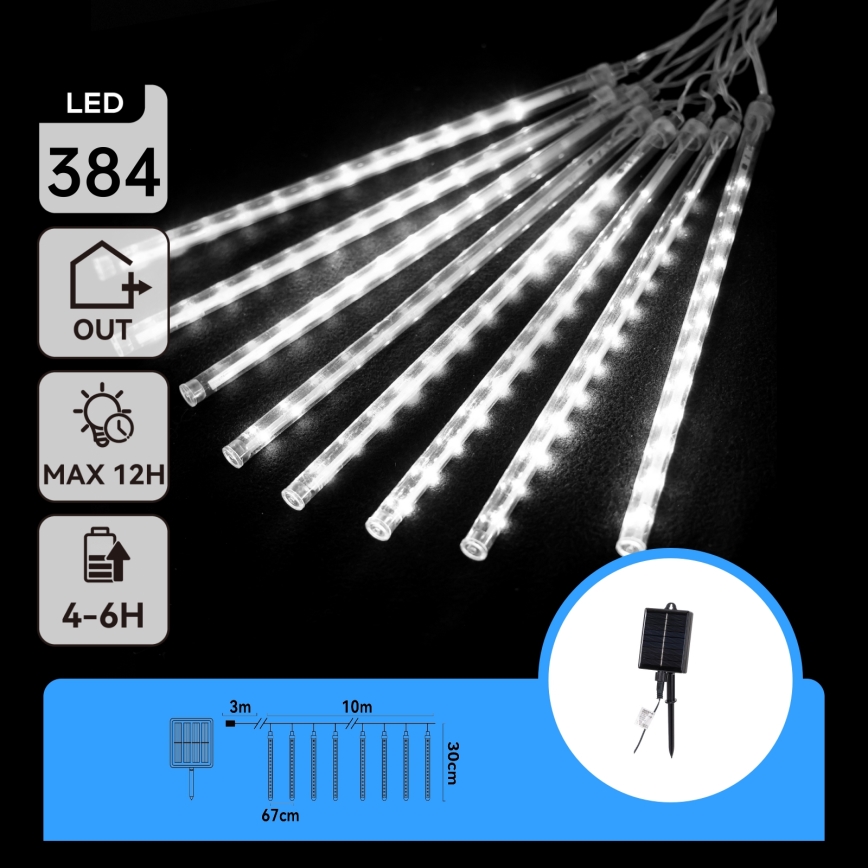 Aigostar - Catena solare LED 384xLED/13m IP65 1200 mAh bianco freddo