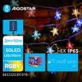 Aigostar - Catena solare a LED 50 LED/8 funzioni 800 mAh 12 m IP65 multicolore