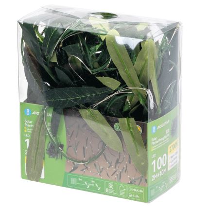 Aigostar - Catena solare LED 100xLED/12m IP65 300 mAh bianco caldo oliva