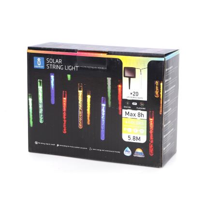 Aigostar - Catena solare LED 20xLED/5,8m IP44 multicolore