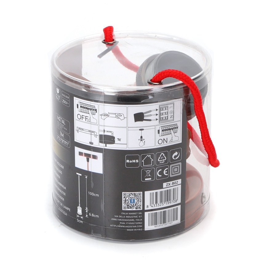 Aigostar - Cavo di alimentazione 1xE27/60W/230V rame