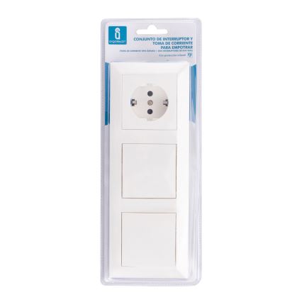 Aigostar - Confezione da 2 interruttori da parete con presa 1x16A/250V SCHUKO