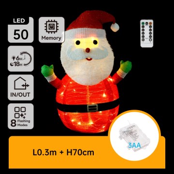 Aigostar - Décoration de Noël extérieure à LED 50xLED/3xAA 0,7m IP44 Père Noël