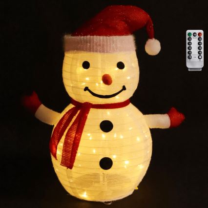 Aigostar - Décoration LED de Noël extérieure, bonhomme de neige 0,7 m, 50 LED, IP44, alimentée par 3 × piles AA, avec télécommande