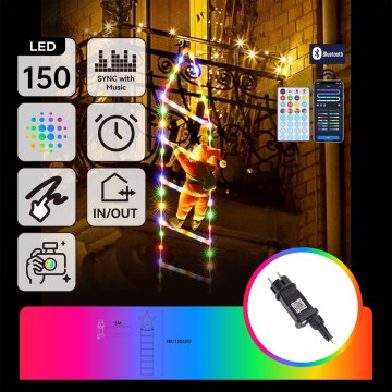 Aigostar - Décoration de Noël intelligente d'extérieur MESH LED RGBICW 150 LED/230 V 3 m IP44 + télécommande