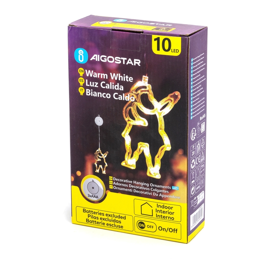 Aigostar - Décoration de Noël LED 10xLED/3xAAA Père Noël 20 cm
