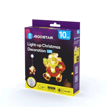 Aigostar - Décoration de Noël LED/3xAAA Santa 20cm