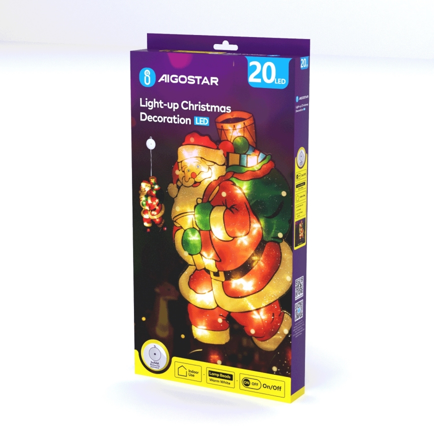 Aigostar - Décoration de Noël LED/3xAAA Santa 45cm