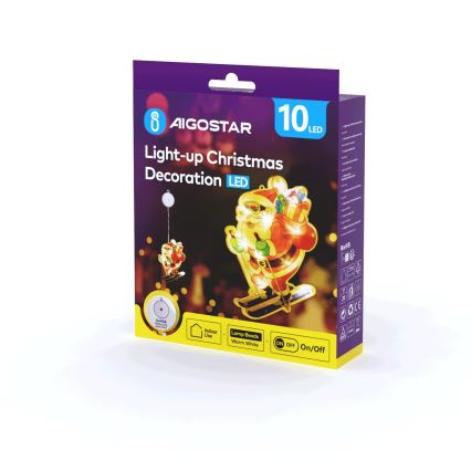 Aigostar - Décoration de Noël LED/3xAAA Santa on skis 23cm
