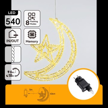 Aigostar - Décoration de Noël LED d'extérieur 540xLED/6W/230V 43 cm IP44 blanc chaud en forme de lune