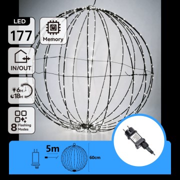 Aigostar - Décoration de Noël LED extérieure 177xLED/3,6W/230V 60 cm IP44 boule, blanc froid