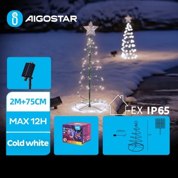Aigostar - Décoration de Noël solaire LED/0,26W/3,7V 75cm IP65 blanc froid