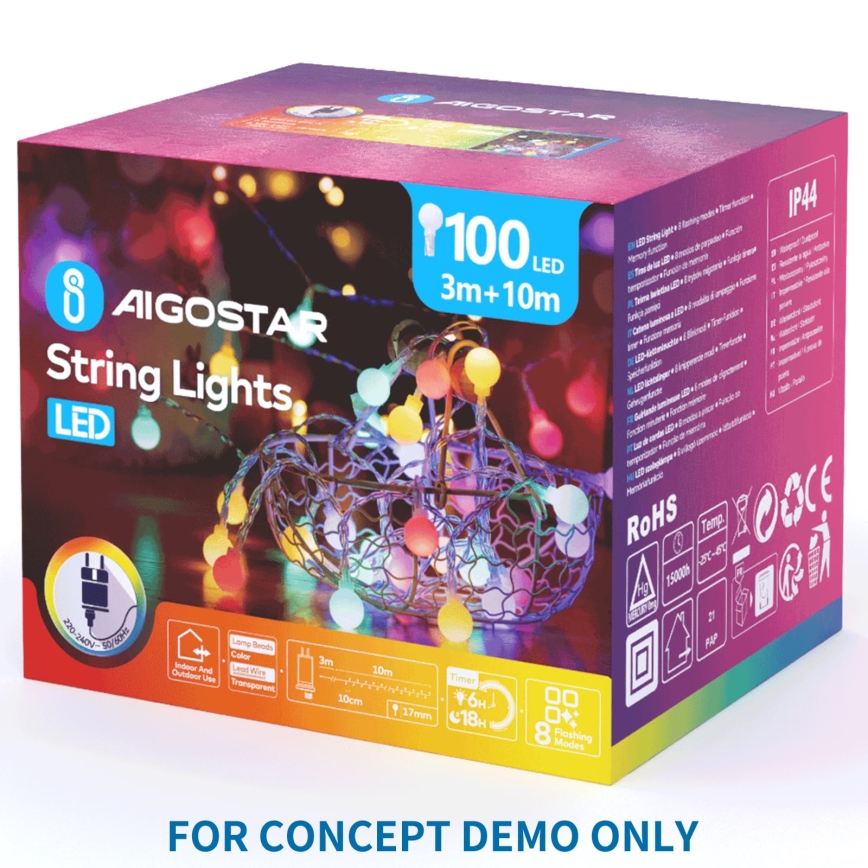 Aigostar - Décoration extérieure 372 x LED, 60 cm, IP44, papillon/rose