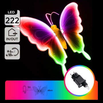 Aigostar - Decorazione LED da esterno 222xLED/12W/230V 60 cm IP44 farfalla/multicolore