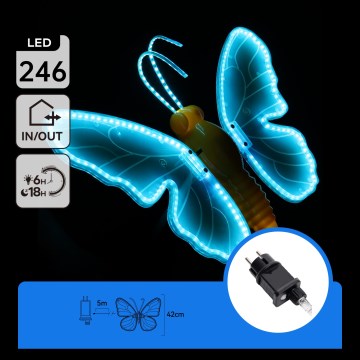Aigostar - Decorazione LED da esterno 246xLED/9W/230V 42 cm IP44 farfalla/blu