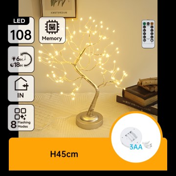 Aigostar - Decorazione natalizia a LED 108xLED/3xAA/8 funzioni 45cm bianco caldo