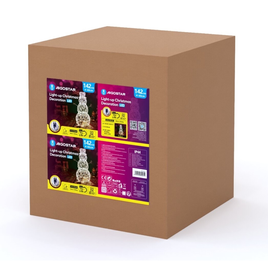 Aigostar - Decorazione natalizia a LED per esterno LED/3,6W/31/230V 2700K 60 cm IP44 pupazzo di neve
