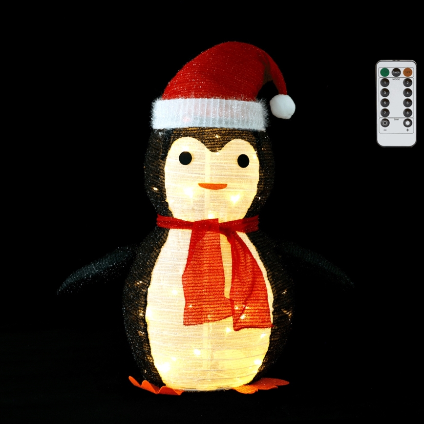 Aigostar - Pinguino natalizio LED per esterni 50xLED/3xAA 0,7m IP44 con telecomando
