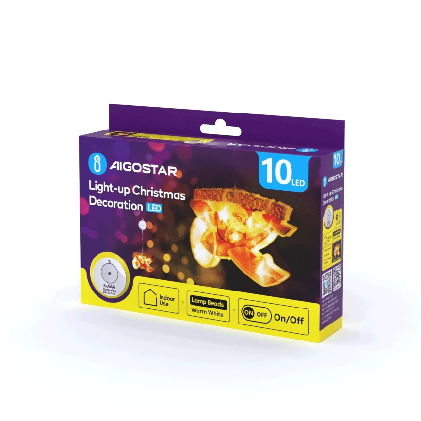 Aigostar - Decorazione natalizia LED LED/3xAAA aeroplano natalizio 17cm