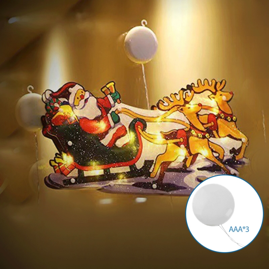 Aigostar - Decorazione natalizia LED LED/3xAAA Babbo Natale con le renne 13,4cm