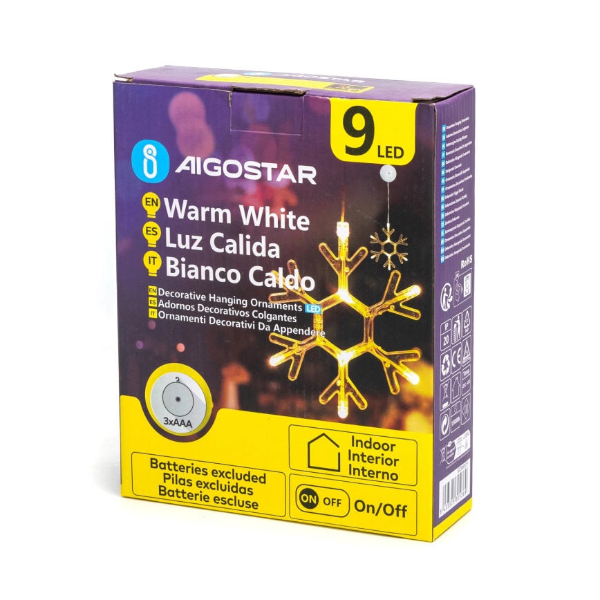 Aigostar - Decorazione natalizia LED LED/3xAAA bianco caldo fiocco di neve 19cm