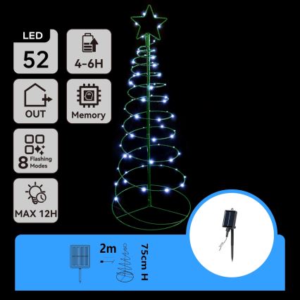 Aigostar - Decorazione natalizia solare a LED LED/0,26W/3,7V 75cm IP65 500 mAh bianco freddo