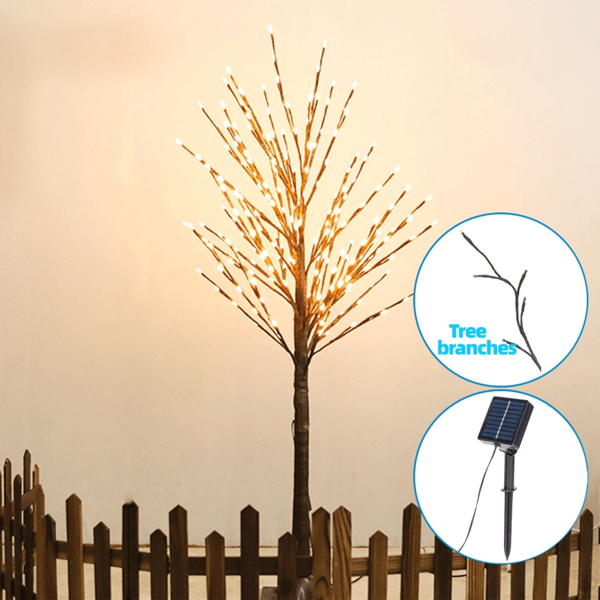 Aigostar - Decorazione solare a LED 96xLED/3,5m IP65 1200 mAh bianco caldo albero