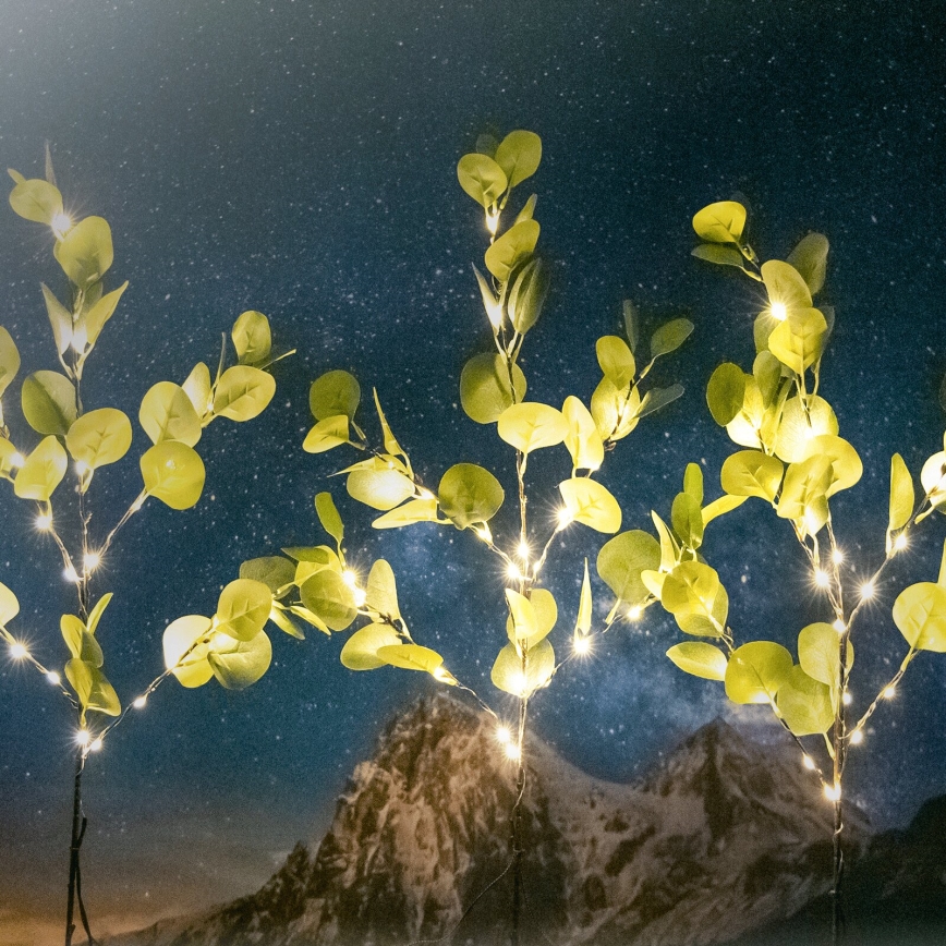 Aigostar - Decorazione solare LED 60xLED/3,5m IP65 300 mAh bianco caldo eucalipto